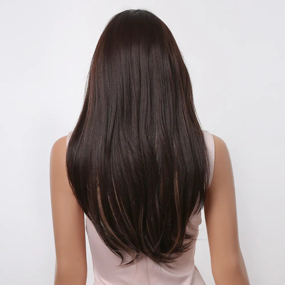 Women's Long Wavy Brown Blonde Highlight Wig