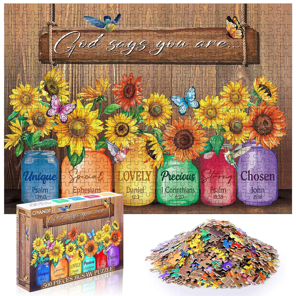 500 Piece Christian Puzzles for Adults- God Says you are..
