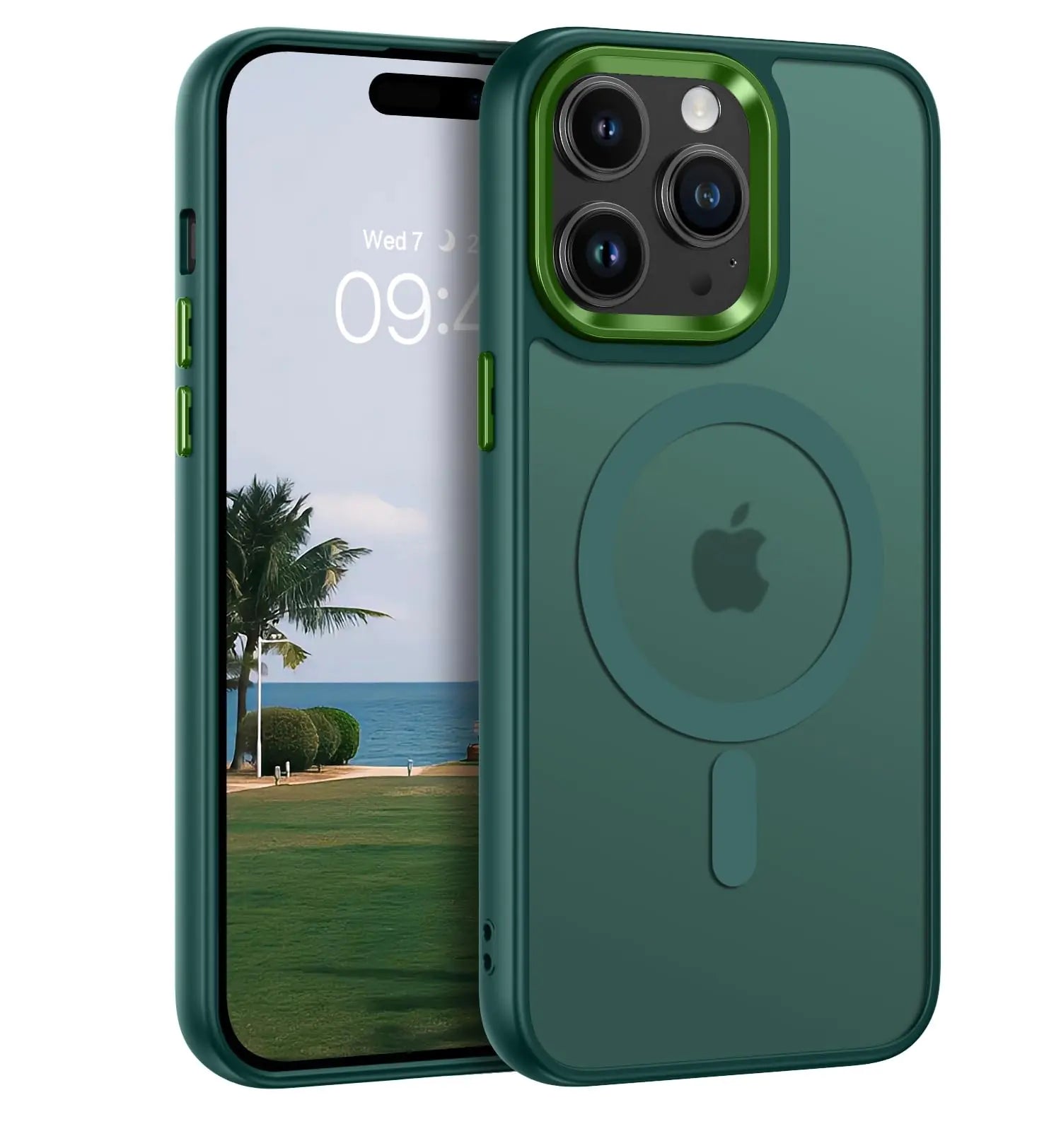 GUAGUA for iPhone 15 Pro Max Magnetic Case 6.7" Compatible with MagSafe iPhone 15 Pro Max Case Slim Translucent Matte Shockproof Protective Anti-Scratch Case for iPhone 15 Pro Max Dark Green
