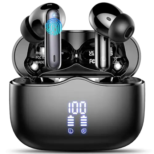 Wireless Earbuds Bluetooth 5.3 Headphones in Ear with 4 ENC Noise Cancelling Mic HiFi Stereo Deep Bass Wireless Earphones 40H Playtime in-Ear Earbud Bluetooth Dual LED Display IP7 Waterproof USB-C