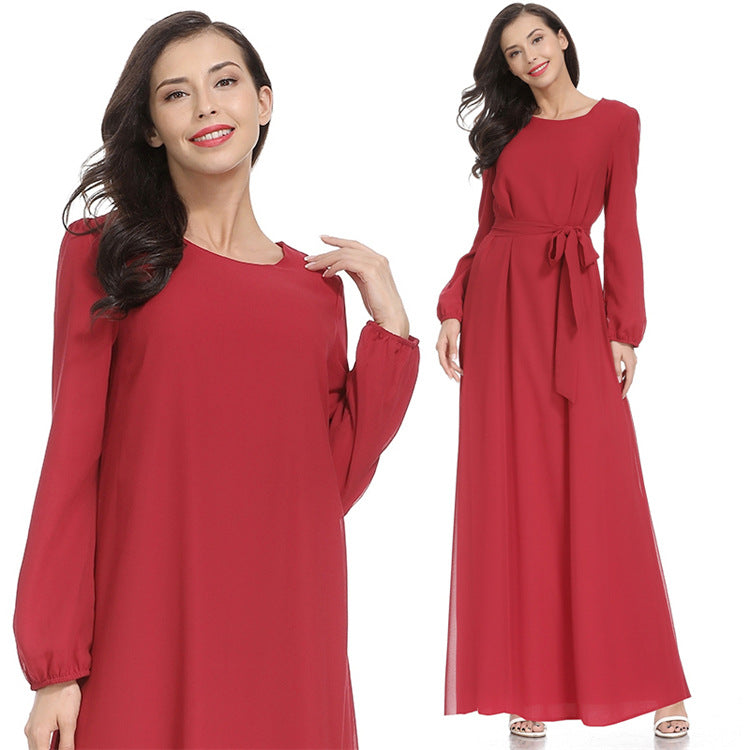 2020 Long Robe with Belt and Bow Plus Size Dress