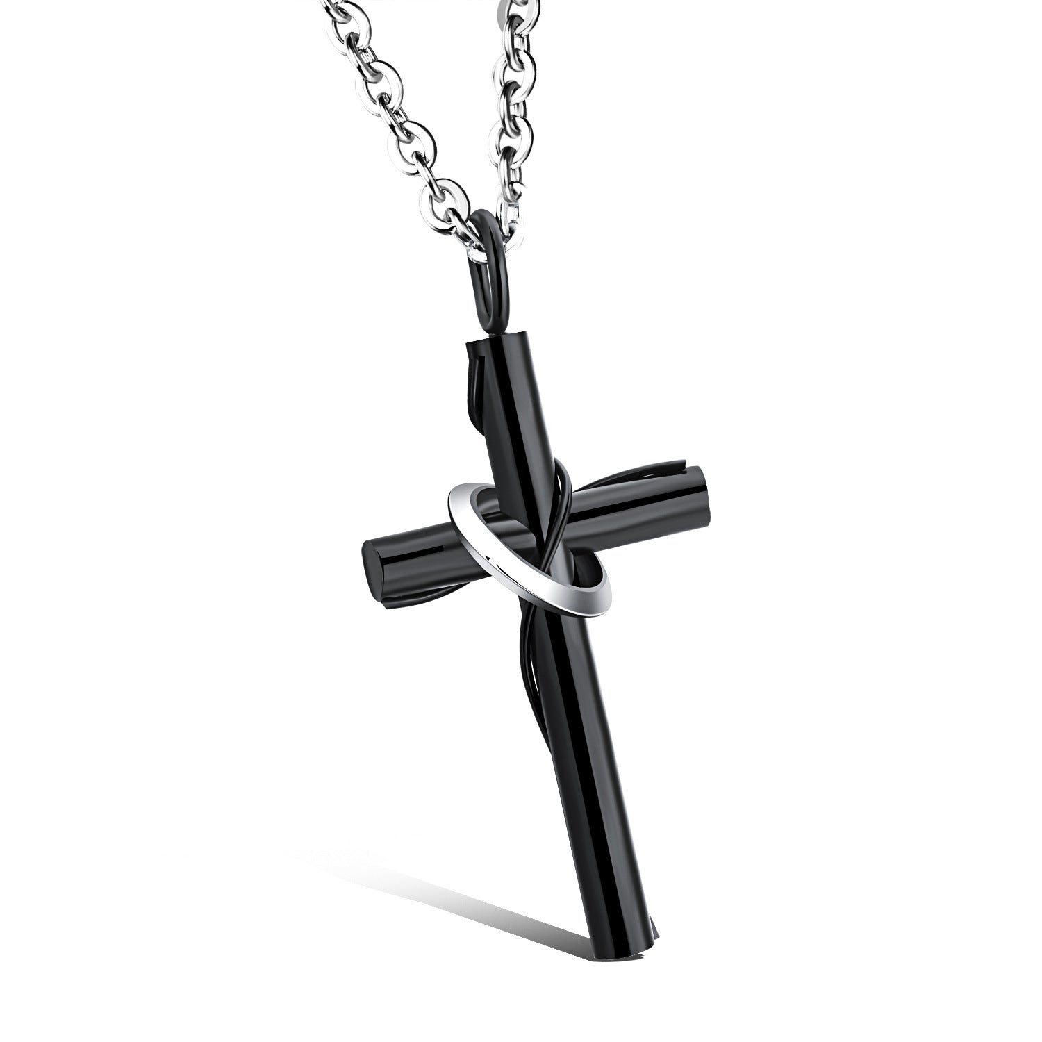 Stainless Steel Black Gold Cross Couple Necklace
