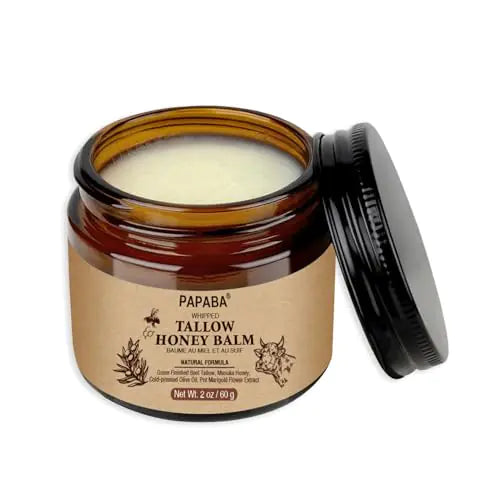 PAPABA Whipped Beef Tallow and Honey Balm with Grass-Fed Beef Tallow Manuka Honey Olive Oil 2 oz