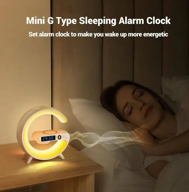 Smart G Lamp Night Light Bluetooth Speaker Wireless Charger LED RGB Alarm Clock