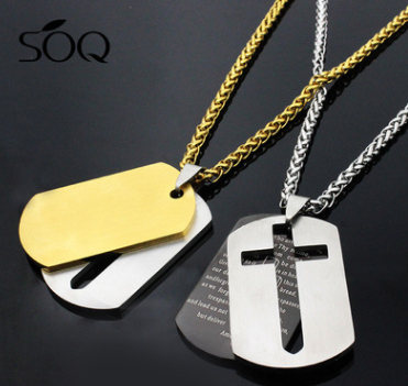 Double Layer English Scripture Military Tag Pendant Necklace