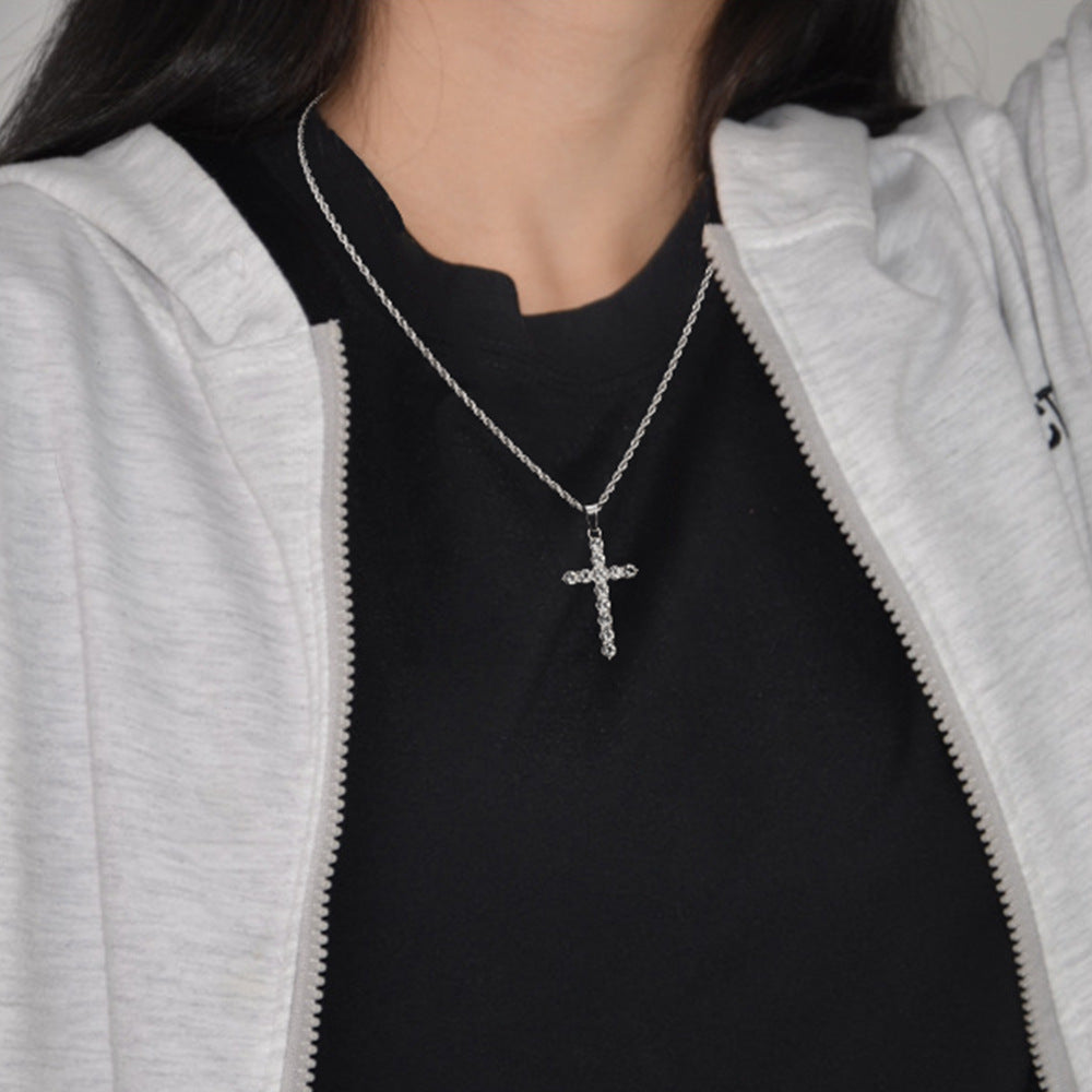 Crystal Cross Necklace - Trendy Titanium Steel Design