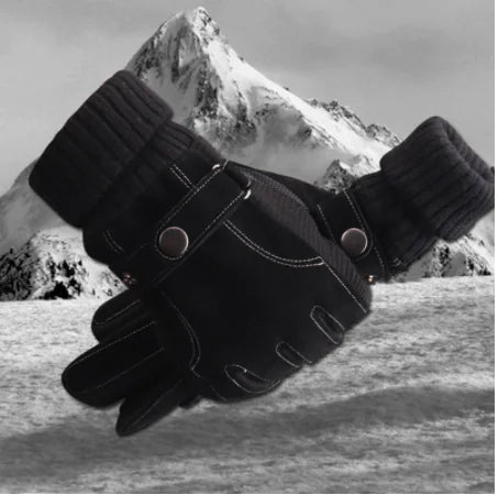 Men's Winter Leather Gloves for Riding and Skiing