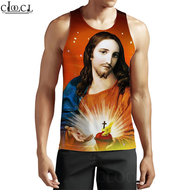 3D Pattern Christian Jesus Tank Top for Men