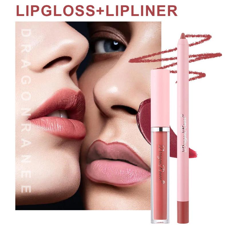 Waterproof Matte Lip Liner and Gloss Set