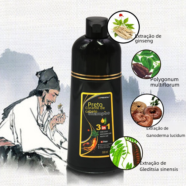 Mido Black Hair Dye Shampoo - Premium Plant-Based Foam