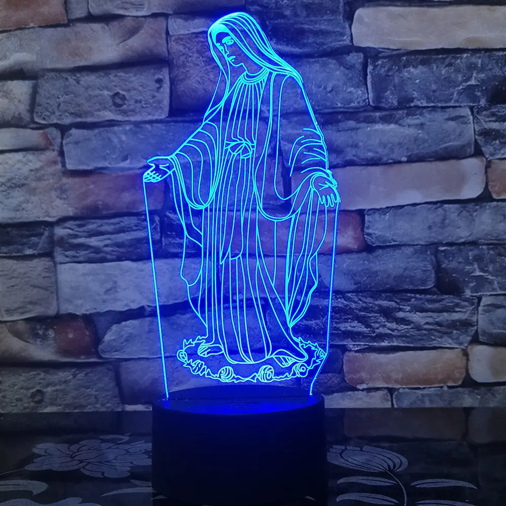 Colorful 3D Night Light - Jesus and Virgin Mary