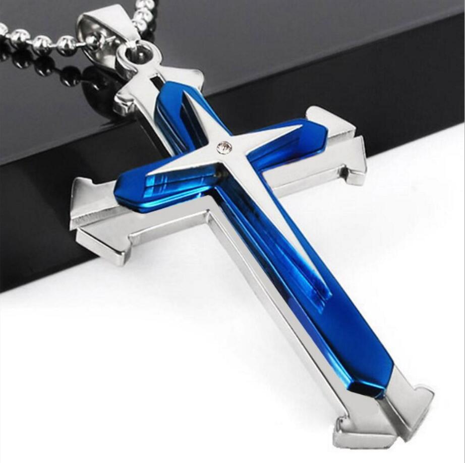 Cross Necklace, Titanium Steel, Three-Layer Design