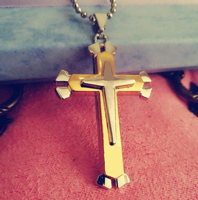 Cross Necklace, Titanium Steel, Three-Layer Design