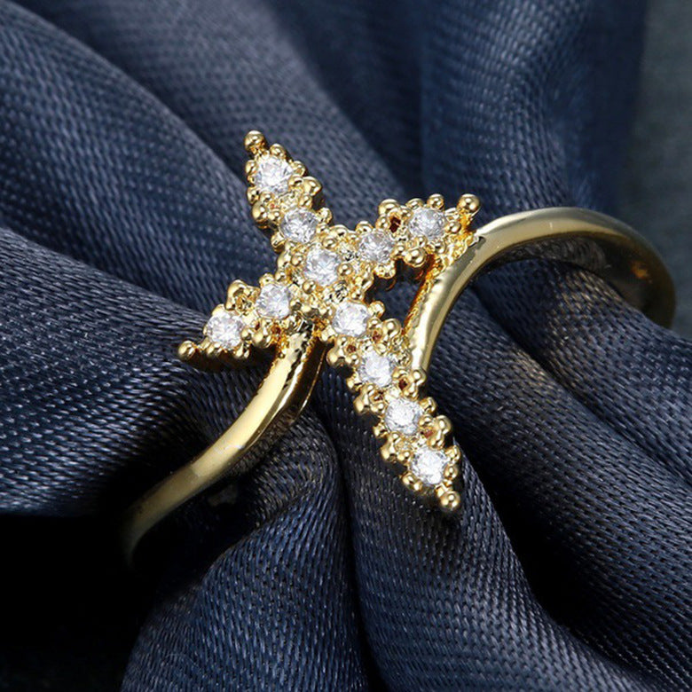 Diamond Cross Jesus Ring for Women - Fashion Silver Jewelry