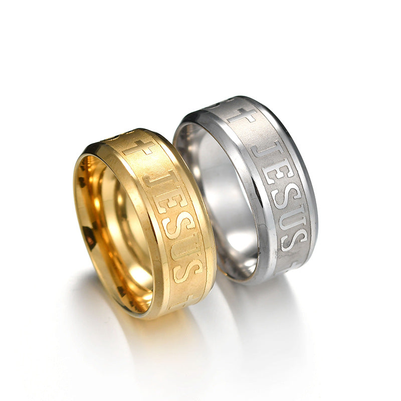 Jesus Cross Titanium Steel Ring