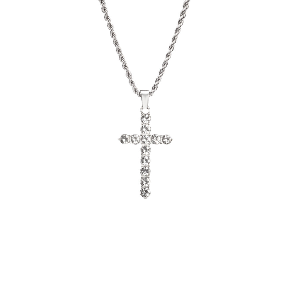 Crystal Cross Necklace - Trendy Titanium Steel Design