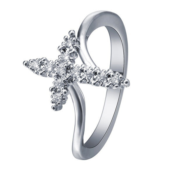 Diamond Cross Jesus Ring for Women - Fashion Silver Jewelry