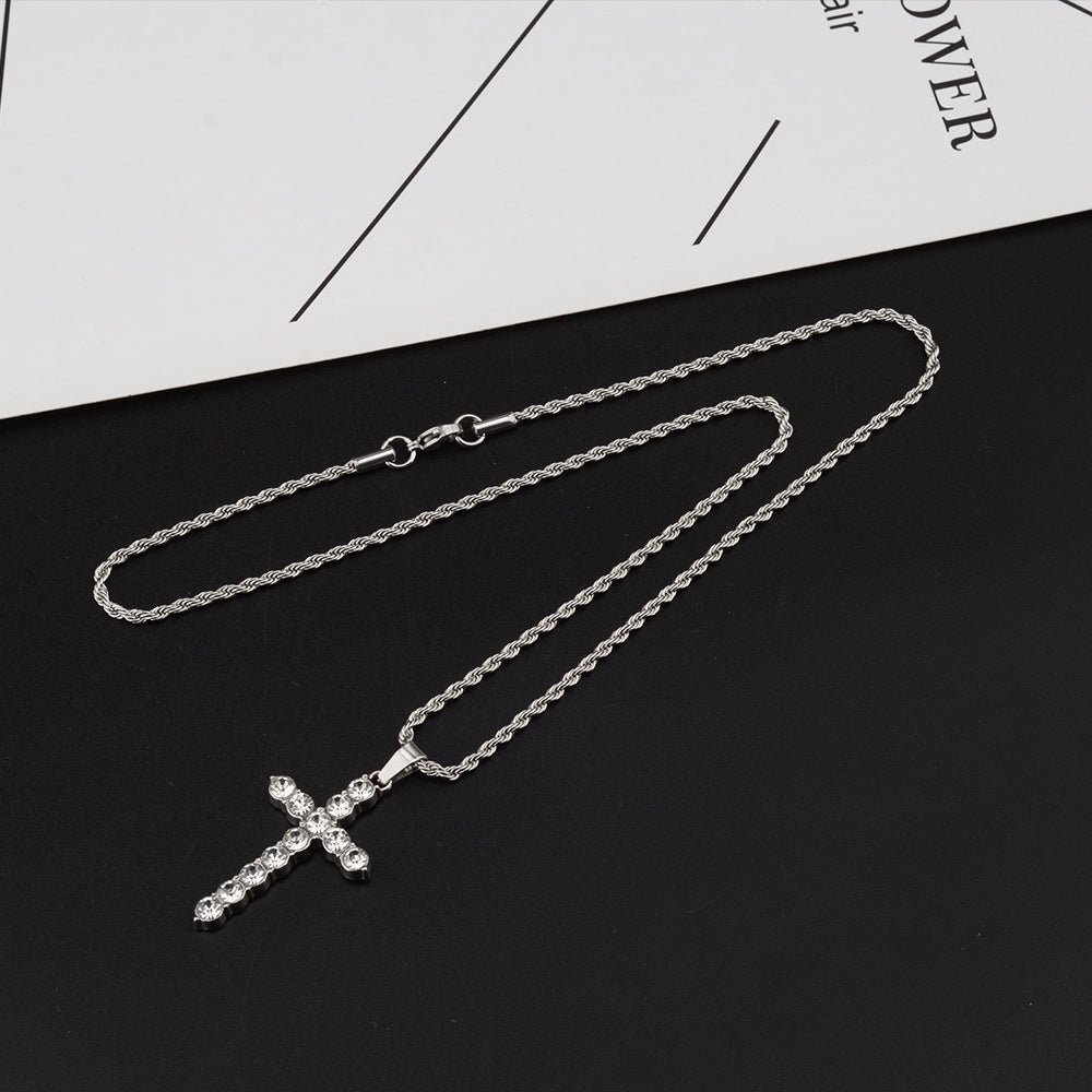 Crystal Cross Necklace - Trendy Titanium Steel Design