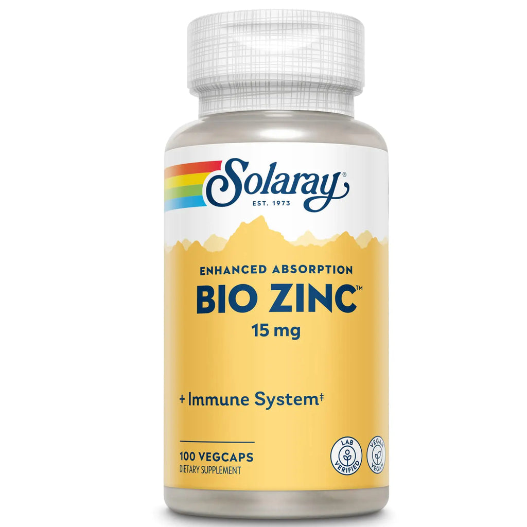 Solaray Bio Zinc 15 mg | Triple Zinc Complex for Healthy Immune System Endocrine & Cell Function Support | 100 VegCaps