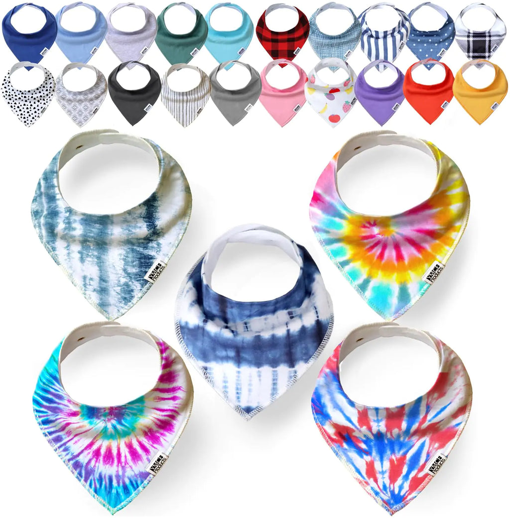 YMCF Baby Bandana Drool Bibs - 5 Pack 100% Cotton Absorbent Baby Bibs (Tie Dye)