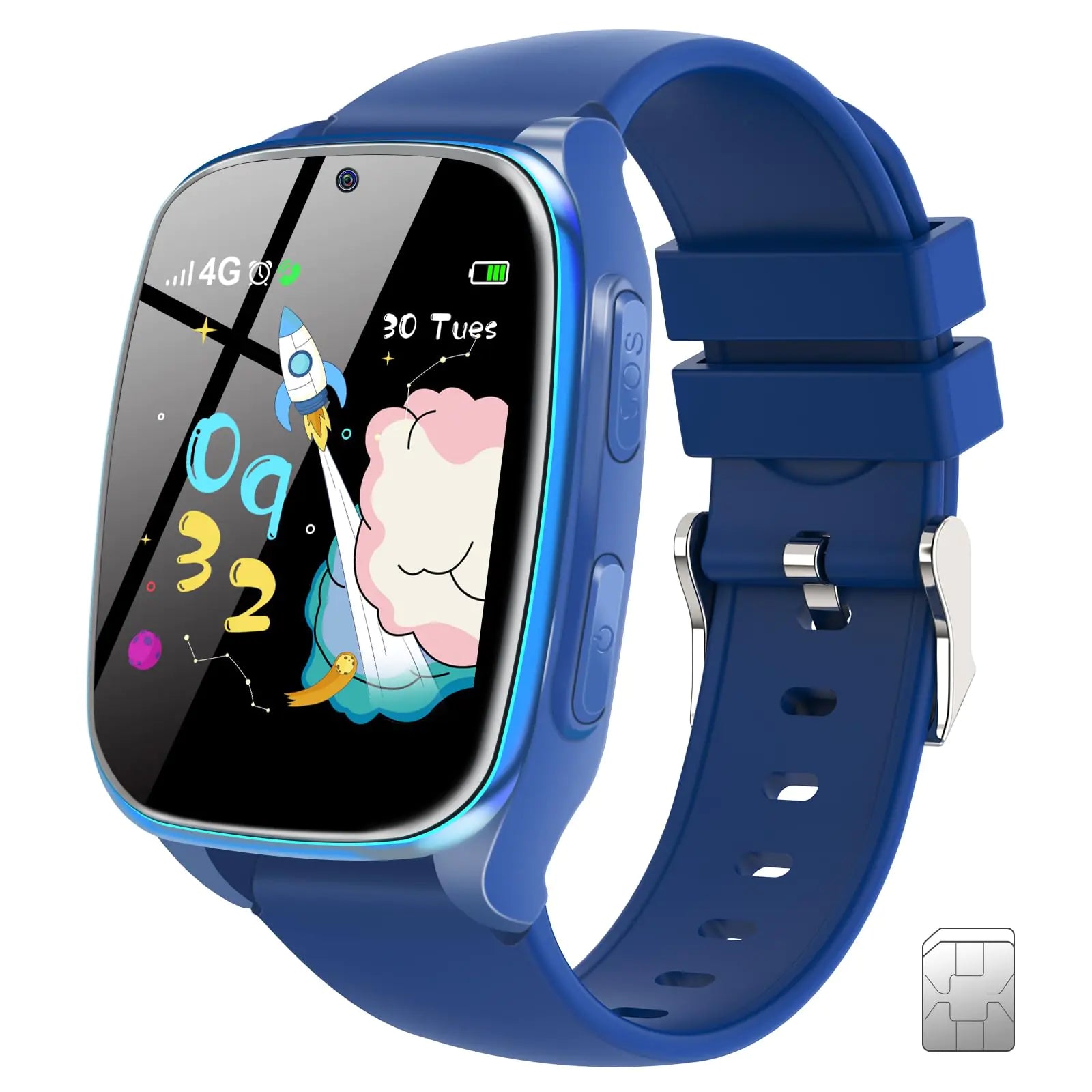 4G Kids Smartwatch Phone - Smart Cell Phone Watch for Boys Girls Ages 4-12 with Call SOS Parental Controls Games Camera Alarm Video Music Childrens Smart Watch (Includes SIM Card) (Navy Blue)