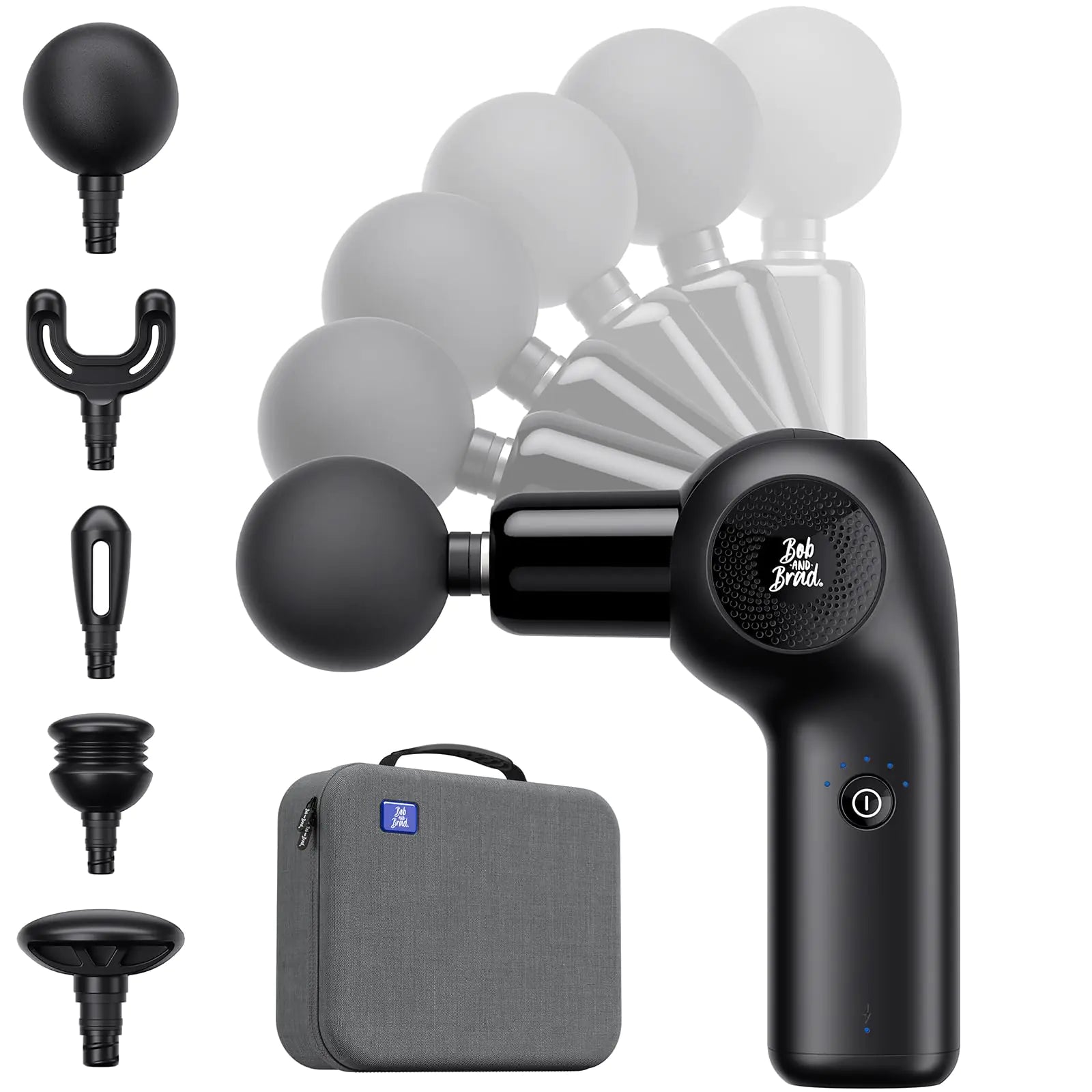 BOB AND BRAD D2 Mini Massage Gun with 6 Adjustable Angle Small Deep Tissue Massage Gun Travel Portable Percussion Muscle Massager Gun with 5 Speeds and 5 Replacement Heads FSA and HSA Eligible