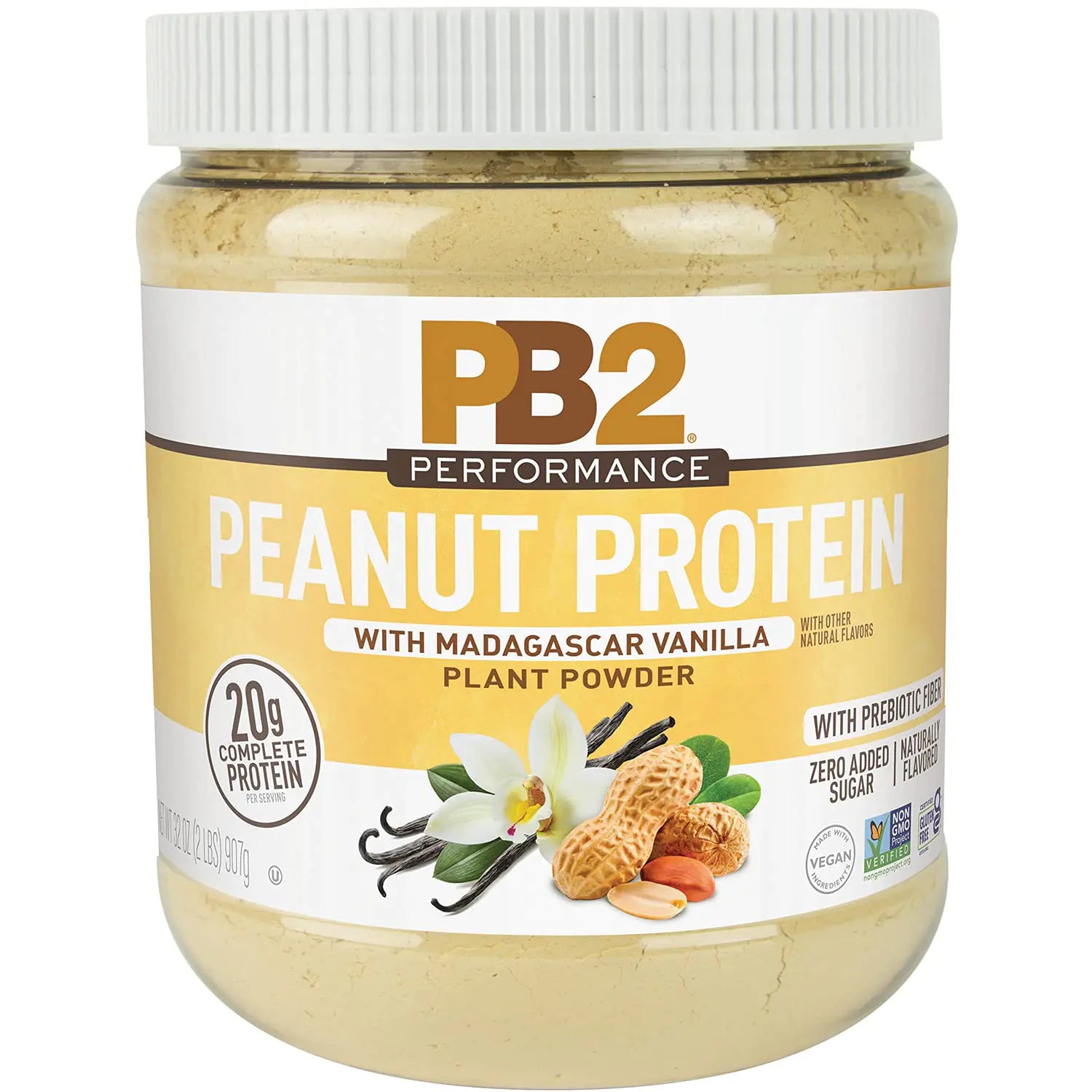 PB2 Performance Peanut Protein Powder with Madagascar Vanilla – [2 lb/32 oz Jar] – 20g of Vegan Plant Based Protein Powder Non GMO Gluten Free Non Dairy