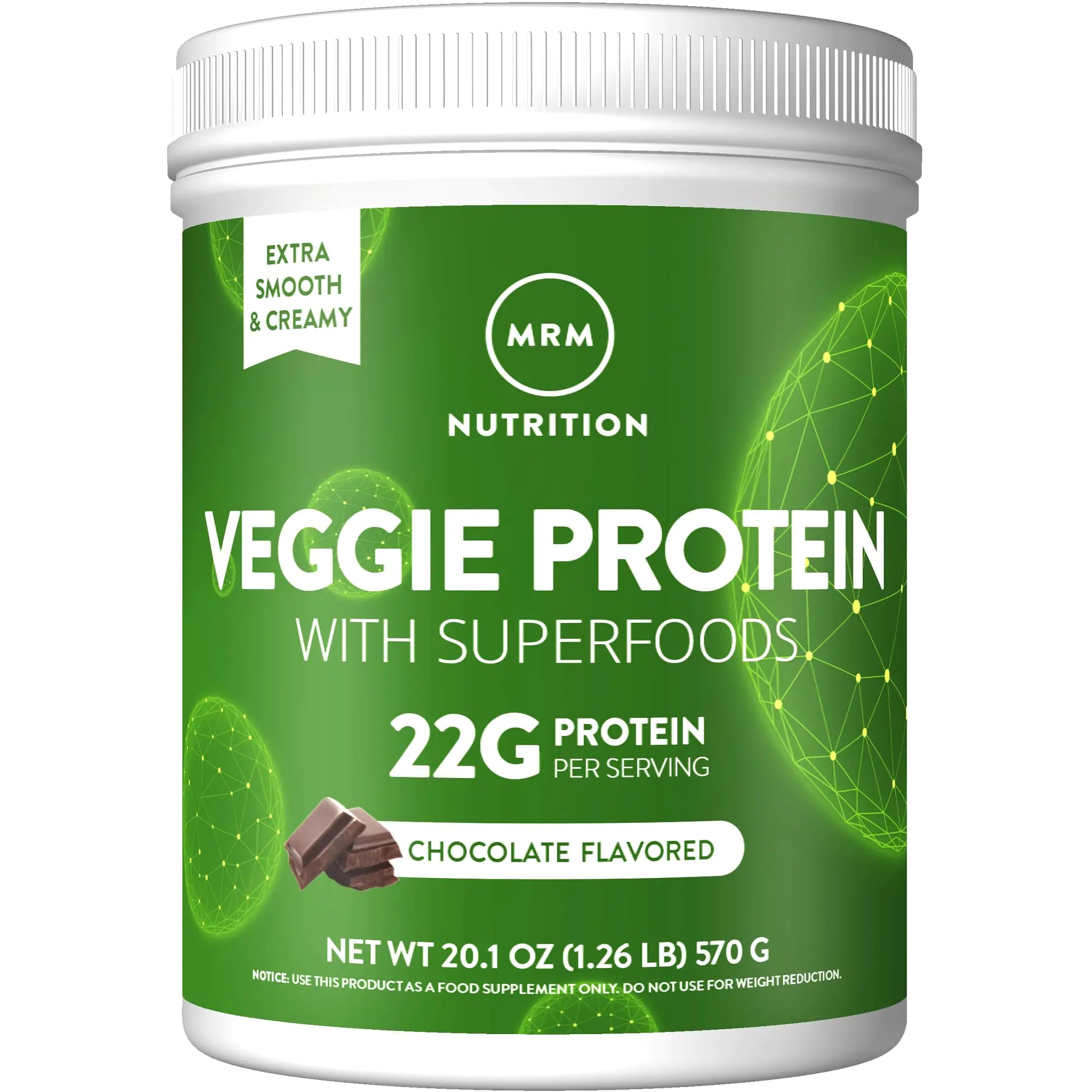 MRM Nutrition Veggie Protein with Superfoods | Chocolate Flavored | 22g Complete Protein | Over 8.8g Essential Amino acids | 13 superfoods | with Omega 3s and Omega6s | Keto Friendly | 30 Servings