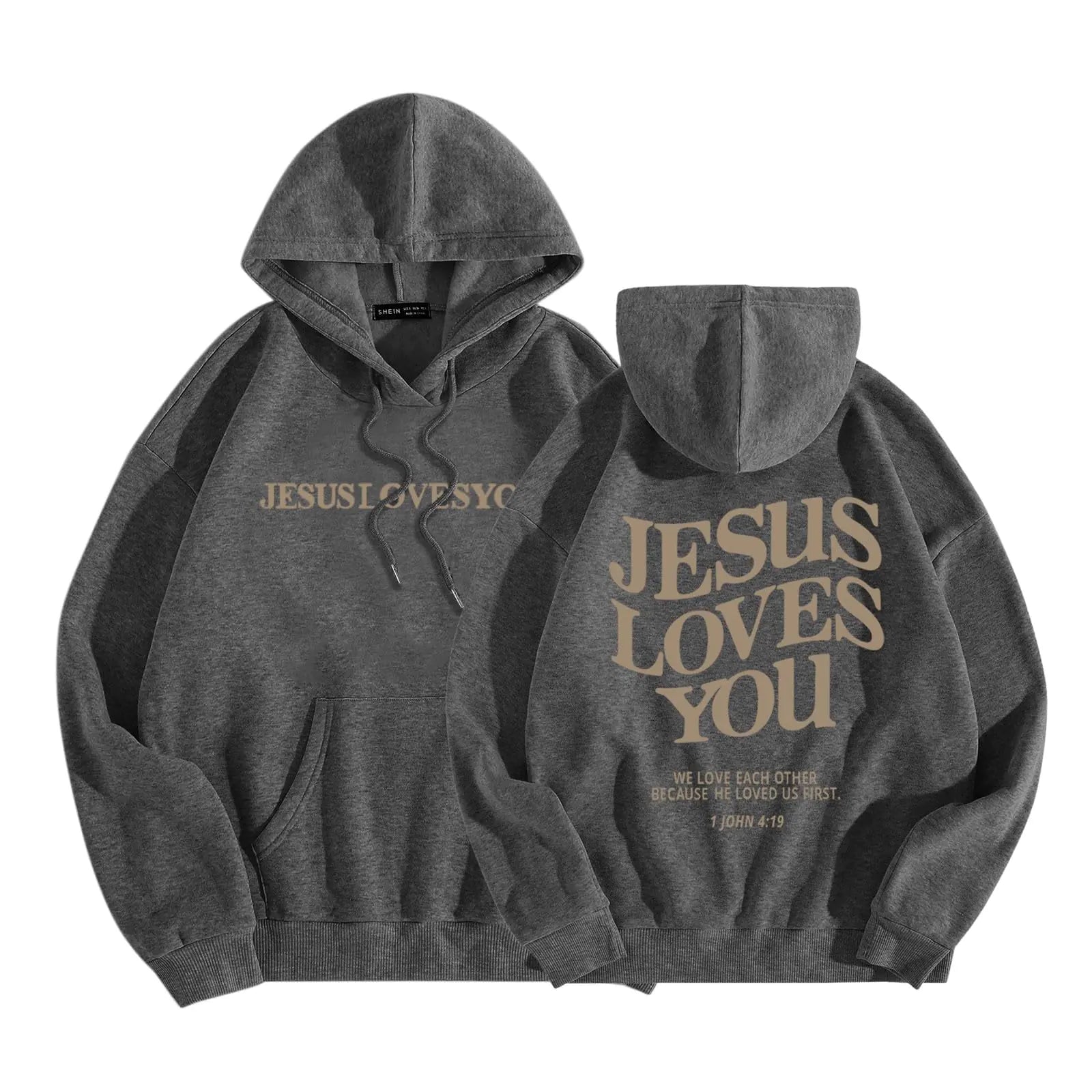 Generic Deals of The Day Clearance Jesus Hoodie Jesus Loves You Religious Sweatshirt Jesus Saves Faith Long Sleeve Pullover Tops Faith Over Fear Hoodie X-Large C#_dark Gray