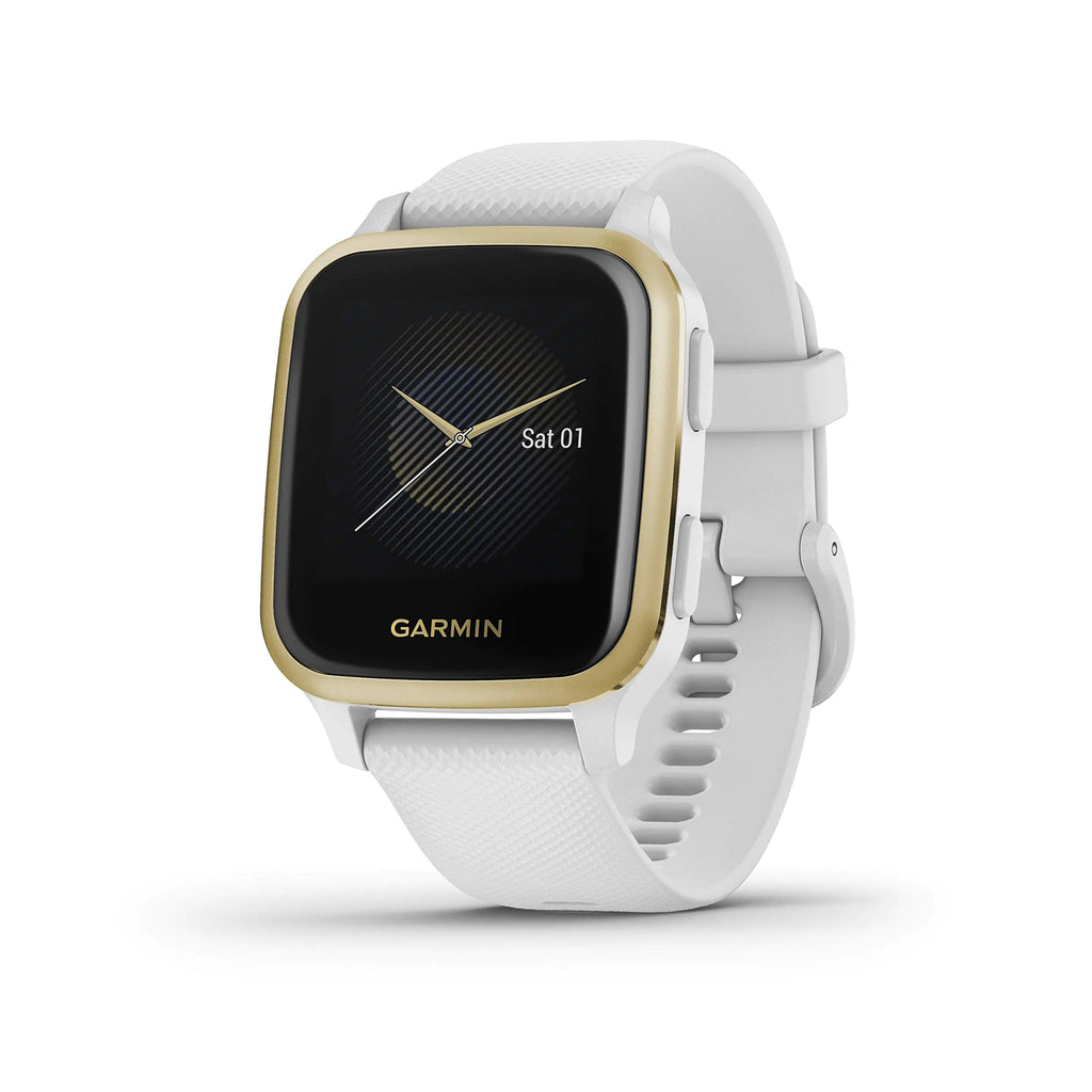 Garmin 010-02427-01 Venu Sq GPS Smartwatch with Bright Touchscreen Display Up to 6 Days of Battery Life Light Gold and White (Renewed)