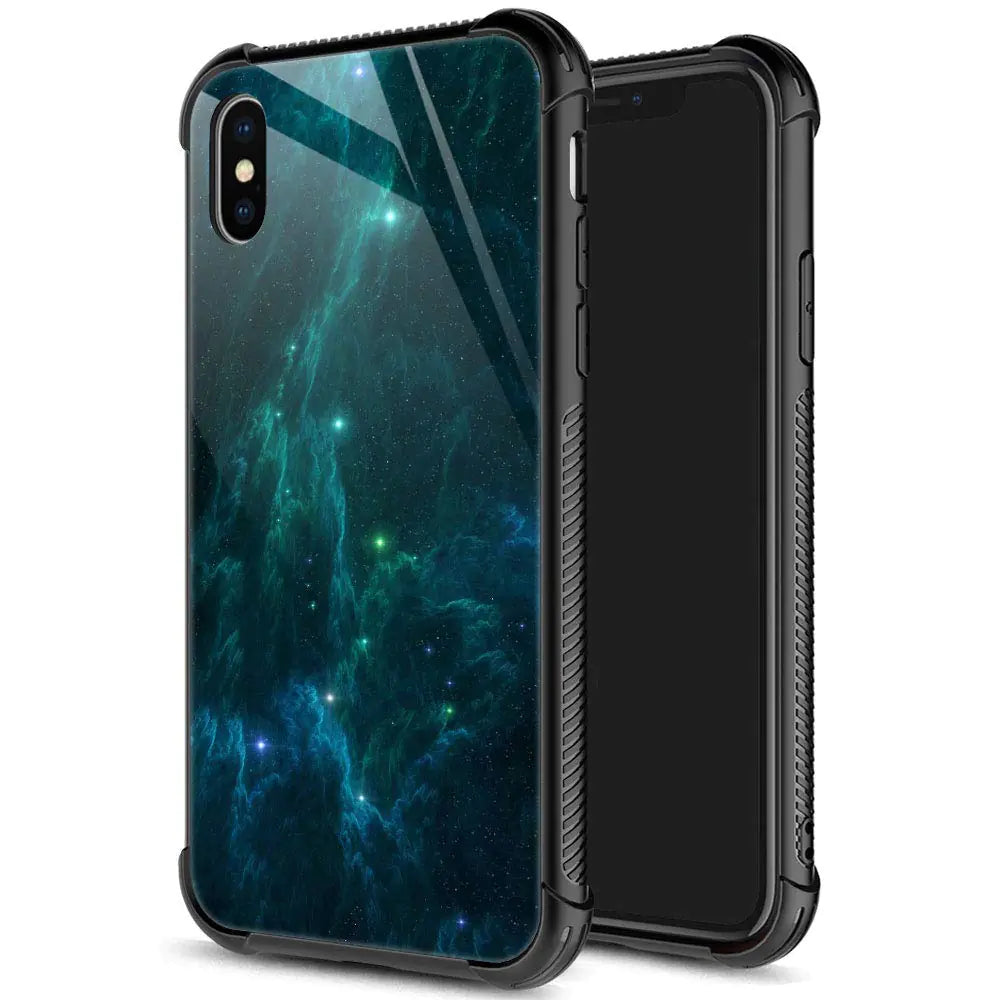 ZHEGAILIAN for iPhone X/Xs Case Military-Grade Protection All-Around Shockproof Corners Anti-Scratch Phone Case for iPhone X/Xs - Green Nebula