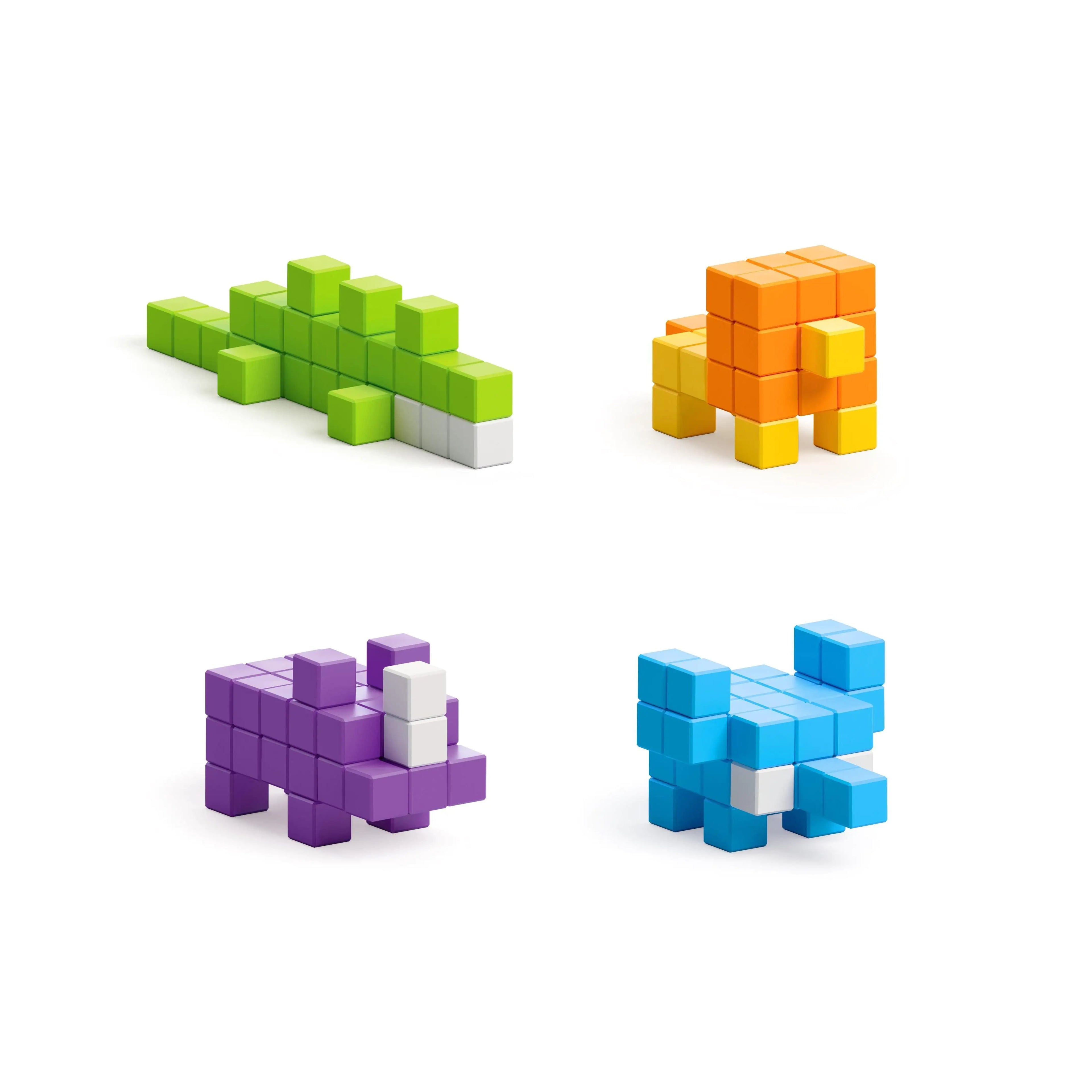 PIXIO Mini Safari 137 Magnetic Blocks in 6 Colors and Free Mobile App for Design