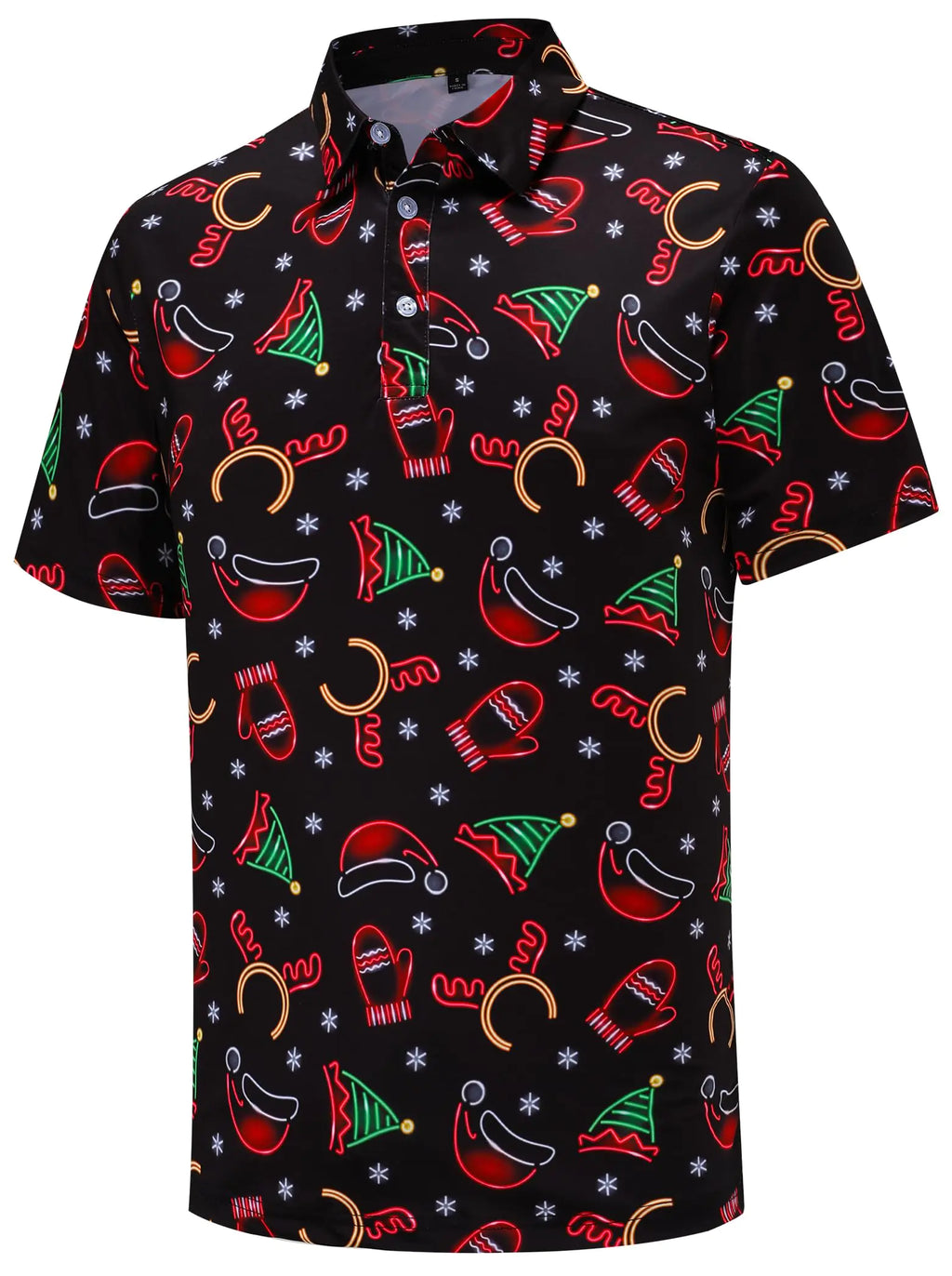 Christmas Mens Golf Polo Shirts Funny Golf Shirts for Men Performance Moisture Wicking Quick Dry Athletic Short Sleeve Shirts