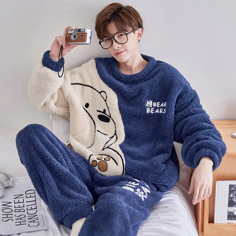 Men's Thickened Plush Winter Home Suit for Autumn/Winter