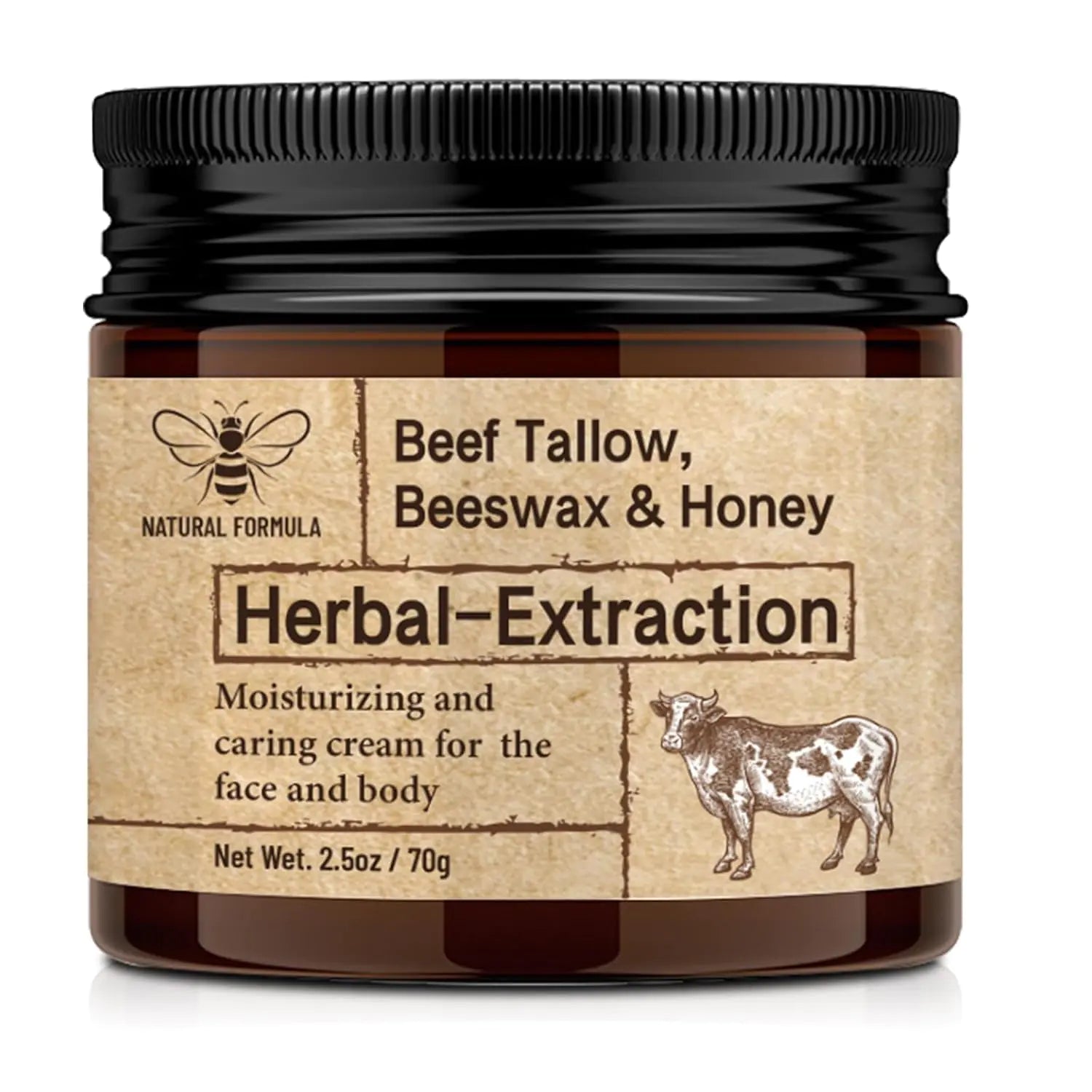 Beef Tallow and Honey Balm for Skin : Grass Fed Whipped Beef Tallow With Honey Face Body Moisturizer，Organic Unscented Fast Absorption Tallow Cream Infused with Manuka Honey Beeswax Olive Oil-1pcs