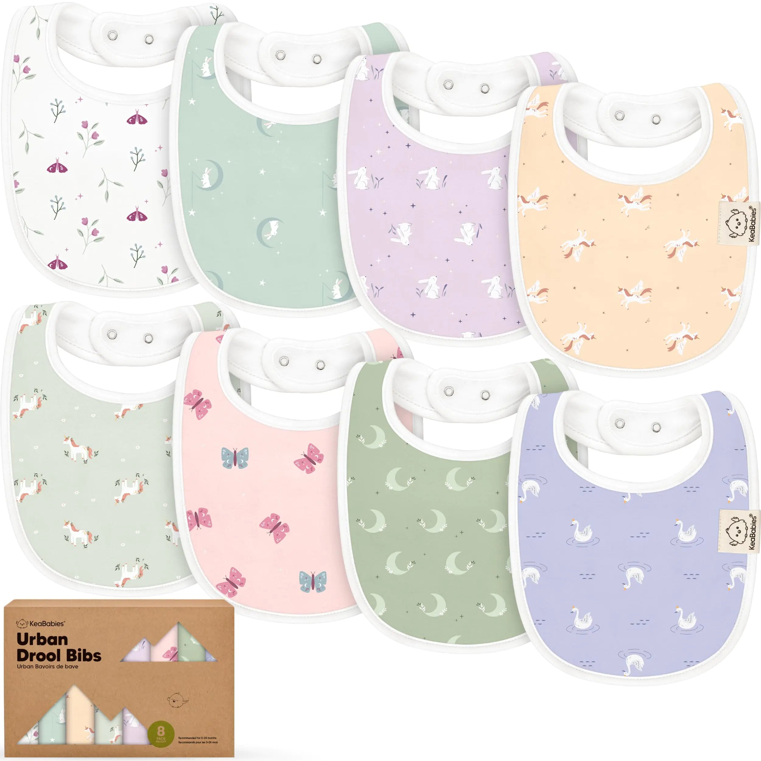 8-Pack Organic Baby Bibs for Boys Girls - Soft Cotton Drooling and Teething Baby Bibs Baby Girl Bibs Baby Boy Bibs Baby Drool Bibs for Baby Girl Boy Newborn Infant Bibs (Lunaris)