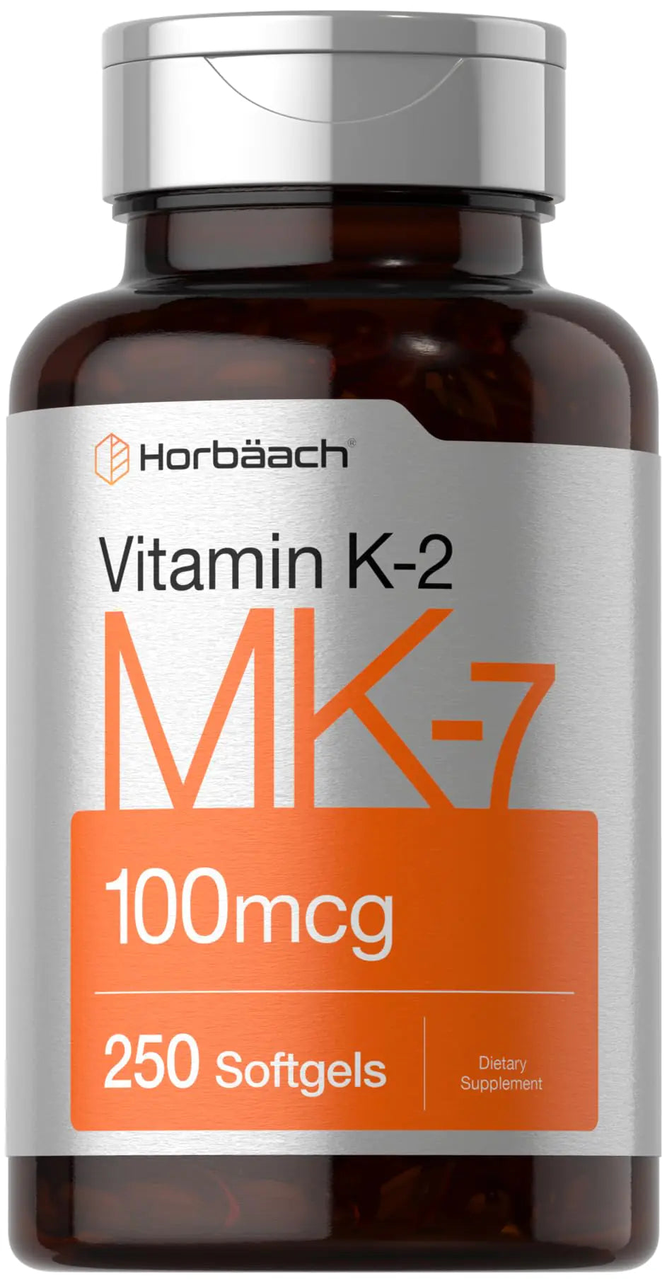 Horbäach Vitamin K2 MK7 100mcg | 250 Softgels | Non-GMO Gluten Free Supplement