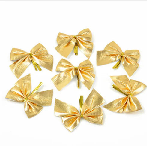 Christmas Tree Bows with Ribbon Decoration (12 Pcs)