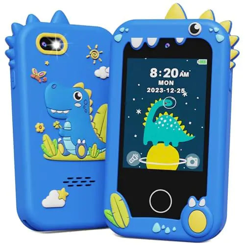 KOKODI Kids Smart Phone Toys Touchscreen HD Dual Camera Cell Phone for Kids Christmas Birthday Gifts Dinosaur Toddler Play Phone for Boys 3-10 Travel Toy Preschool Learning Toy for Kids