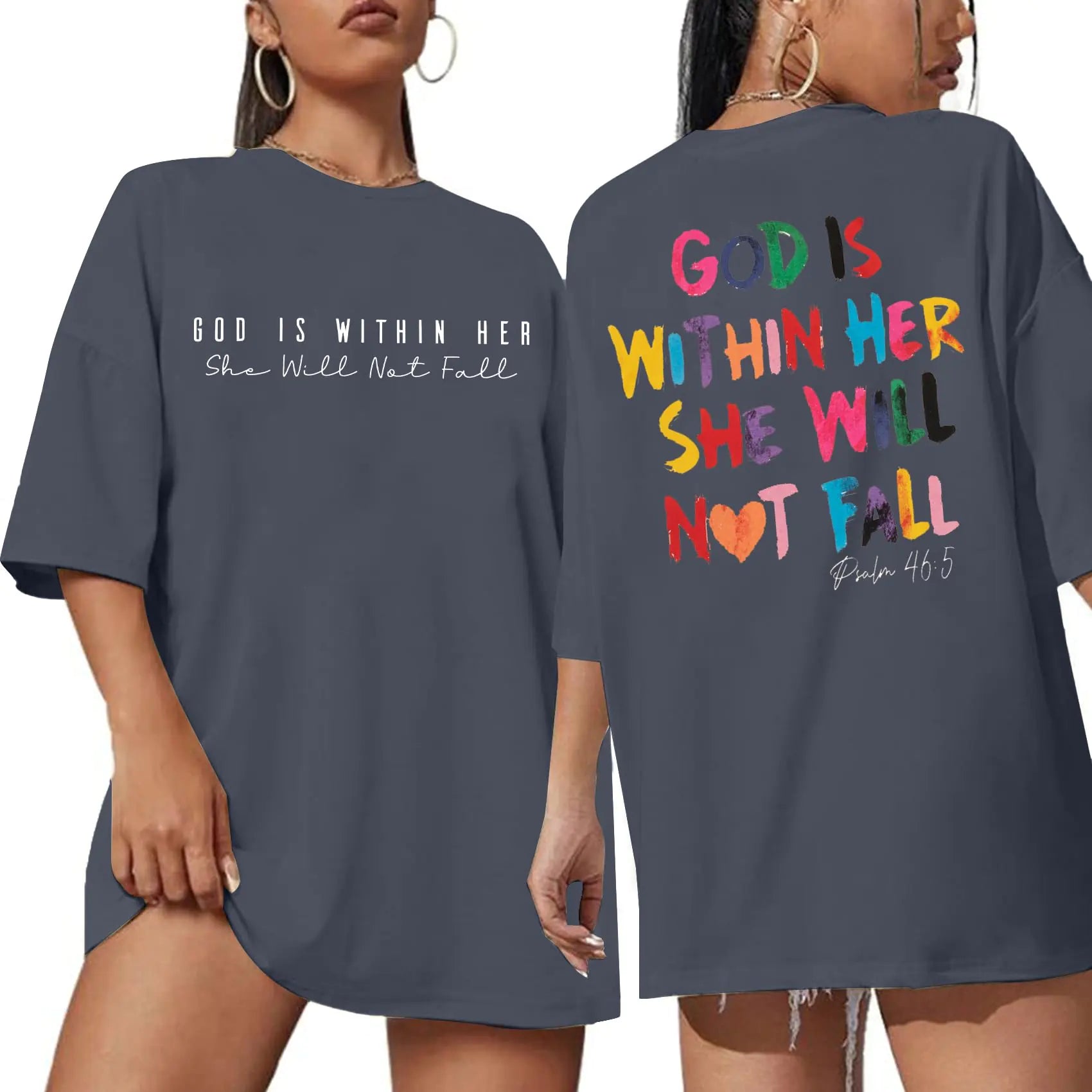Oversized Christian Shirts for Women God is Within Her T Shirt Casual Christians Inspirational Tee Tops