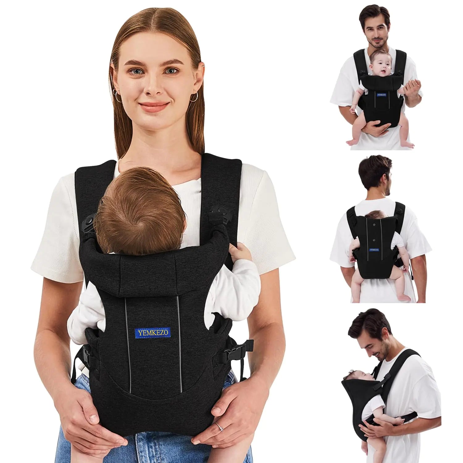 Baby Carrier Baby Carrier Newborn to Toddler Ergonomic Newborn Carrier Easily Adjustable Toddler Carrier Lightweight Infant Carrier (ClothBlack)