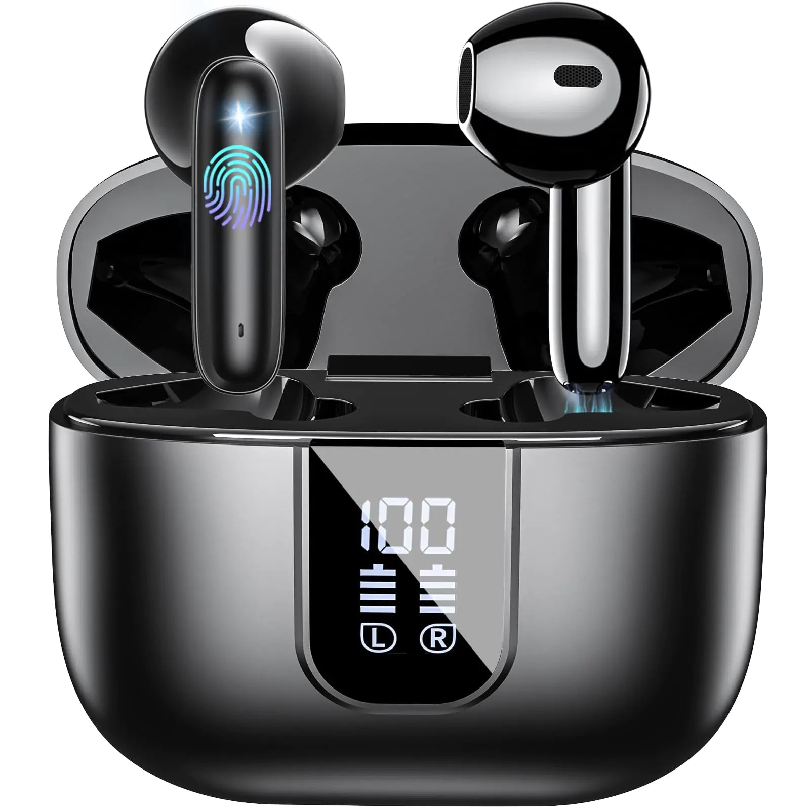 Wireless Earbuds Bluetooth 5.4 in Ear buds 6 Mic ENC Noise Cancelling for Clearer Call Earphones Deep Bass Stereo LED Power Display 35H Playtime IP7 Waterproof Mini Sport Headphones for Android iOS