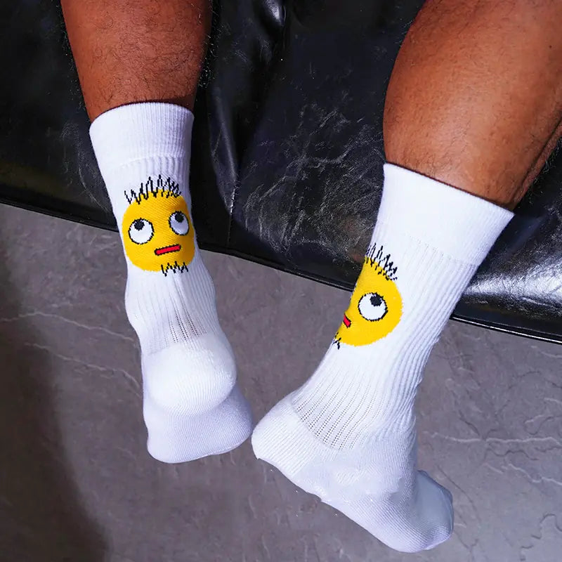 Original Design White Mustache Emoji Sports Socks