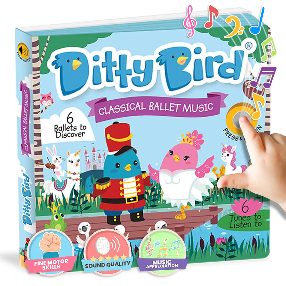 DITTY BIRD Musical Books for Toddlers | Fun Classical Music & Nursery Rhyme Book | Ballet Musical Book | Childrens Interactive Toddler Books for 1 Year Old to 3 Year Olds | Sturdy Baby Sound Books