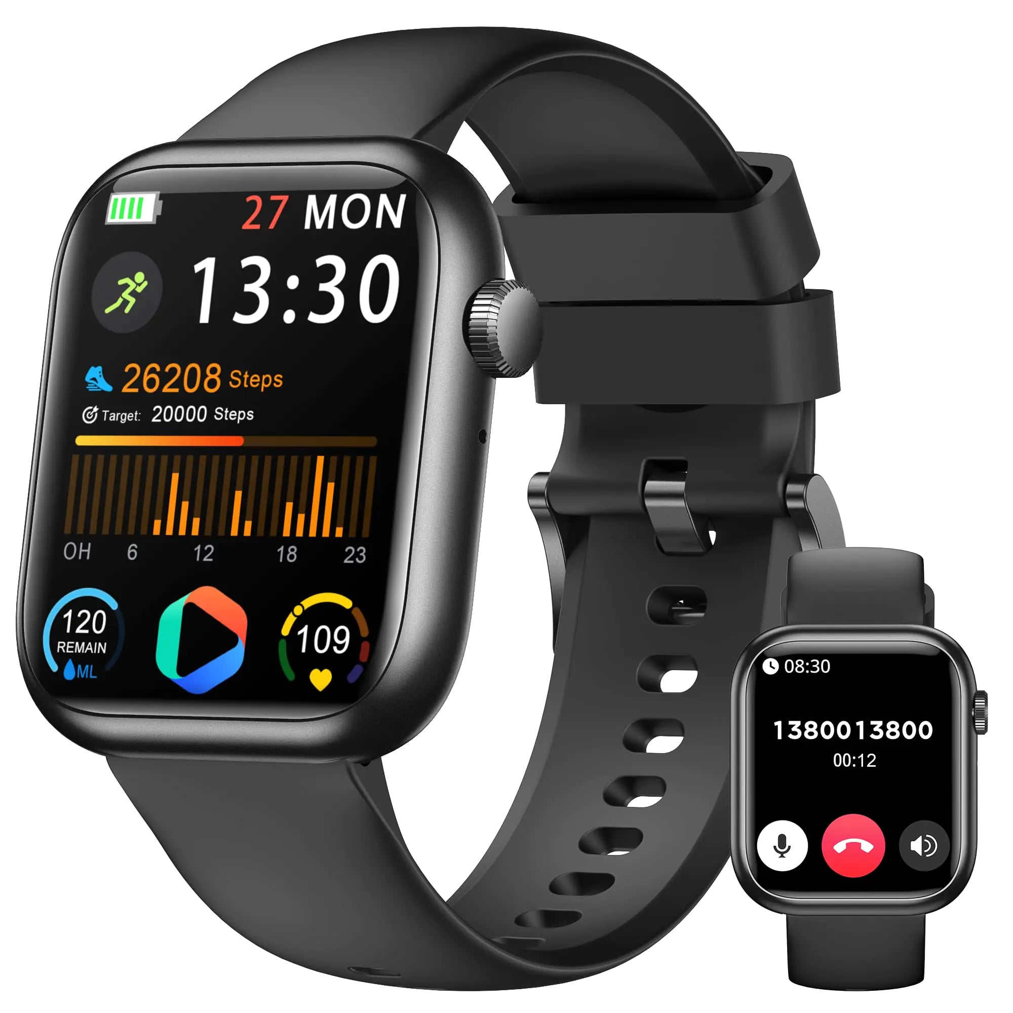 Smart Watch(Answer/Make Call) 1.83" Fitness Watches for Men Women with Heart Rate/Blood Oxygen Monitor Sleep Tracker Pedometer 120+ Sport Modes IP68 Waterproof Fitness Tracker for Android iPhone