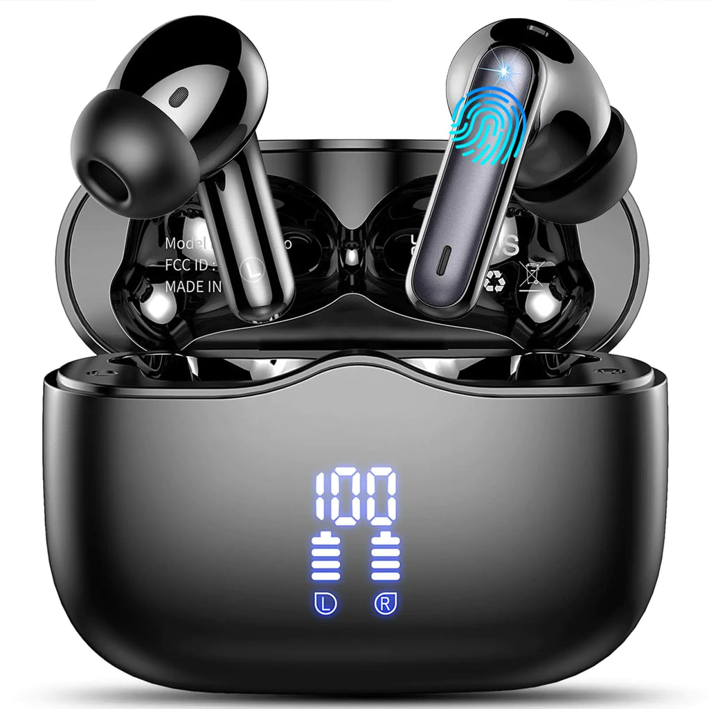 Wireless Earbuds Bluetooth 5.3 Headphones in Ear with 4 ENC Noise Cancelling Mic HiFi Stereo Deep Bass Wireless Earphones 40H Playtime in-Ear Earbud Bluetooth Dual LED Display IP7 Waterproof USB-C