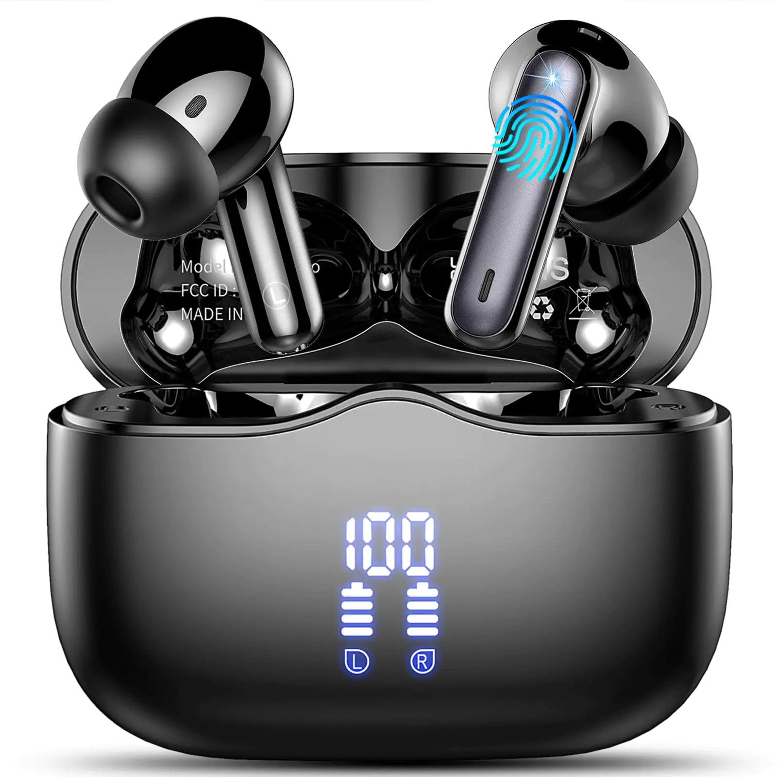 Wireless Earbuds Bluetooth 5.3 Headphones in Ear with 4 ENC Noise Cancelling Mic HiFi Stereo Deep Bass Wireless Earphones 40H Playtime in-Ear Earbud Bluetooth Dual LED Display IP7 Waterproof USB-C