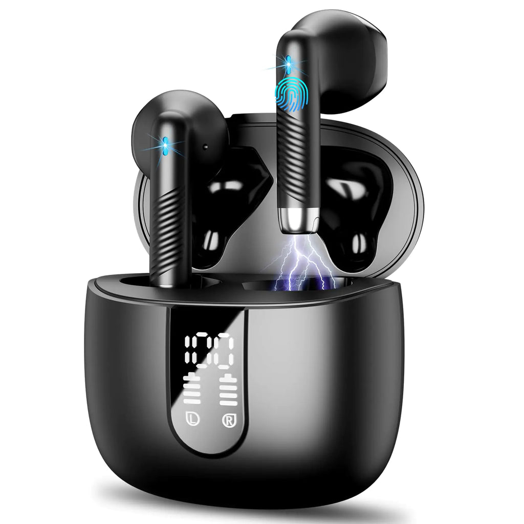 Wireless Earbuds 2024 Bluetooth Headphones 5.4 Stereo Bass Ear buds with ENC Noise Cancelling Mics 40H Bluetooth Earbuds with Dual LED Display Charging Case IP7 Waterproof Earphones for Android iOS