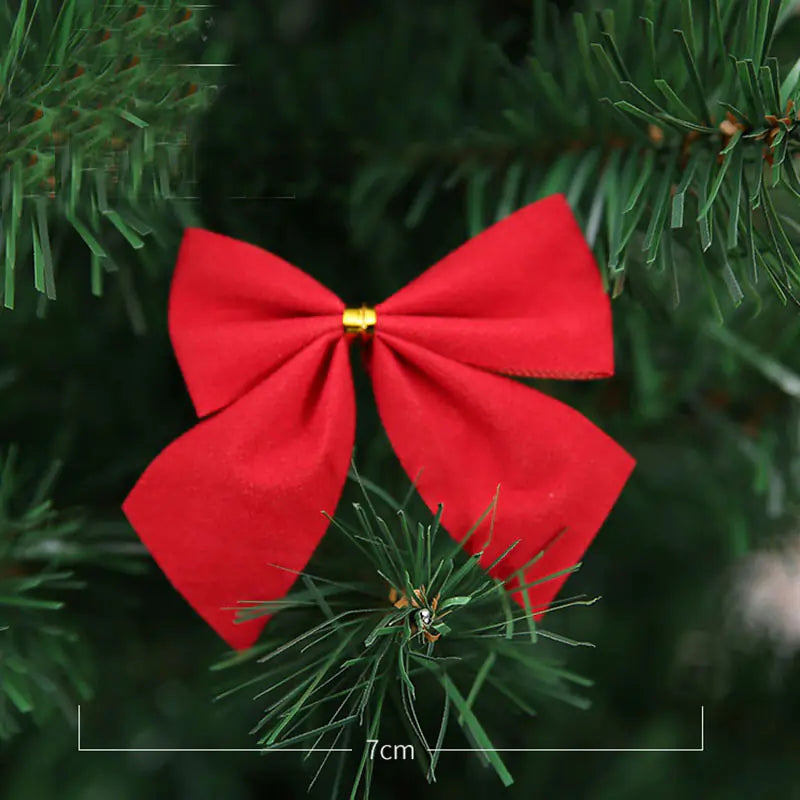 Christmas Tree Bows with Ribbon Decoration (12 Pcs)