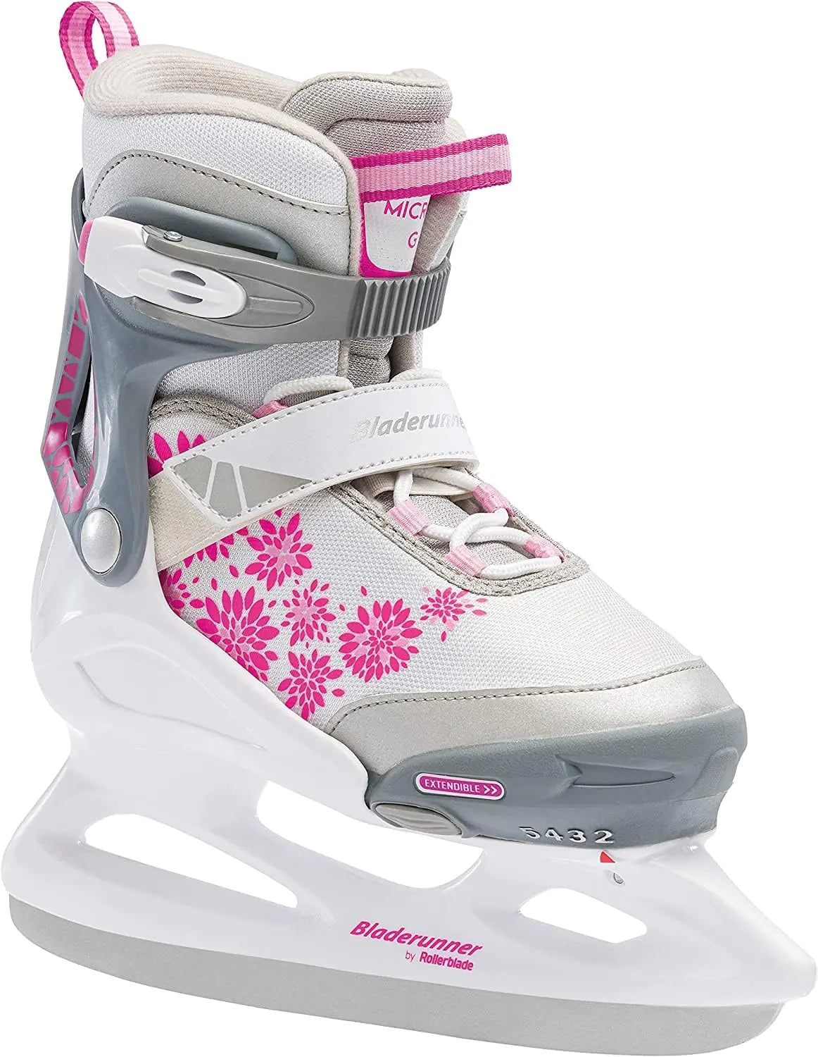 Rollerblade Bladerunner Ice Micro Ice Girls Junior Adjustable Pink and White Ice Skates